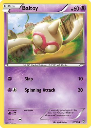 Baltoy (31) 031 - Reverse Holofoil XY Ancient Origins - Common