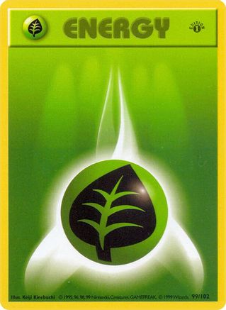 Grass Energy 099/102 - 1st Edition Base Set Shadowless - Common