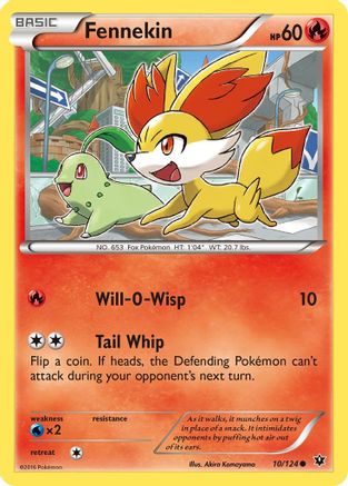 Fennekin (10) 010/124 - Reverse Holofoil XY Fates Collide - Common