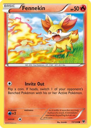 Fennekin (11) 011/124 - Reverse Holofoil XY Fates Collide - Common