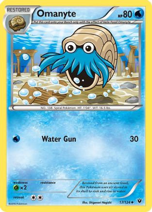 Omanyte 017/124 - Reverse Holofoil XY Fates Collide - Uncommon