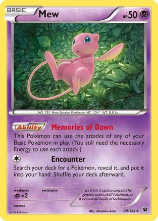 Mew 029/124 - Reverse Holofoil XY Fates Collide - Holo Rare