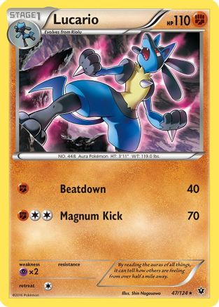 Lucario (47) 047/124 - Reverse Holofoil XY Fates Collide - Rare