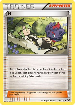 N (Supporter) 105/124 - Reverse Holofoil XY Fates Collide - Uncommon