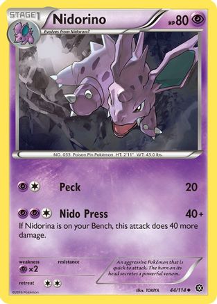 Nidorino 044/114 - Reverse Holofoil XY Steam Siege - Uncommon