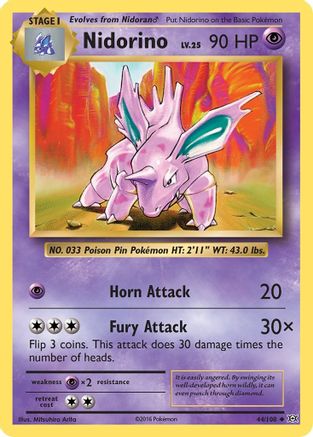 Nidorino 044/108 - Reverse Holofoil XY Evolutions - Uncommon