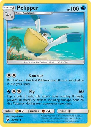 Pelipper 038/149 - Reverse Holofoil SM Base Set - Uncommon
