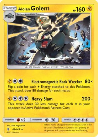 Alolan Golem 042/145 - Reverse Holofoil SM Guardians Rising - Holo Rare