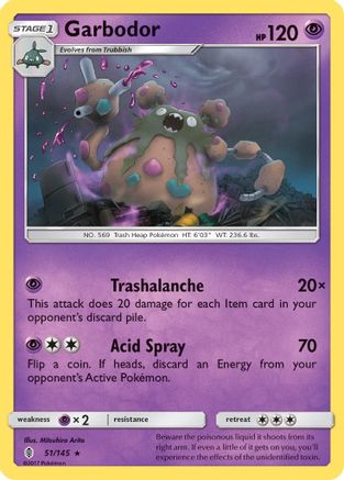 Garbodor 051/145 - Reverse Holofoil SM Guardians Rising - Rare