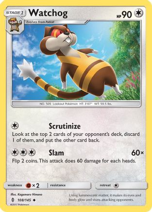 Watchog 108/145 - Reverse Holofoil SM Guardians Rising - Uncommon