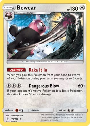 Bewear 113/145 - Reverse Holofoil SM Guardians Rising - Uncommon