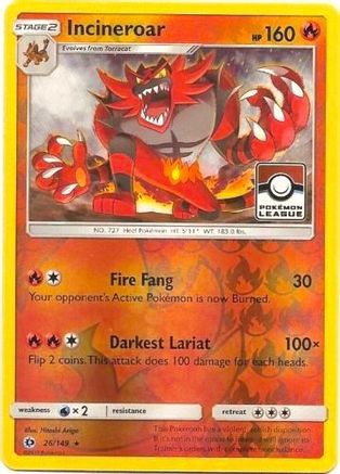 Incineroar 026/149 - Reverse Holofoil League & Championship Cards - Promo