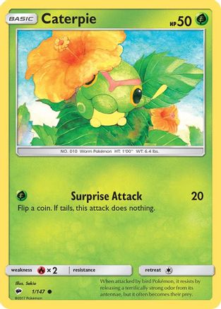 Caterpie 001/147 - Reverse Holofoil SM Burning Shadows - Common