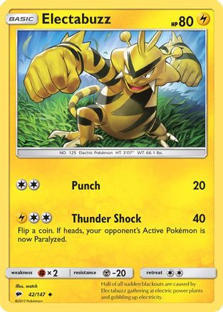 Electabuzz 042 - Reverse Holofoil SM Burning Shadows - Uncommon