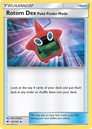 Rotom Dex Poke Finder Mode 122/147 - Reverse Holofoil SM Burning Shadows - Uncommon