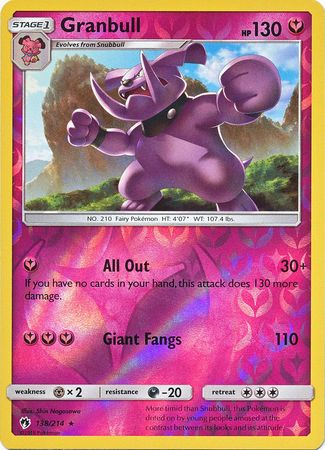 Granbull - 138/214 - Rare - Reverse Holofoil