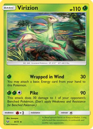 Virizion 008/73 - Reverse Holofoil Shining Legends - Holo Rare
