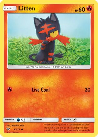 Litten 015/73 - Reverse Holofoil Shining Legends - Common