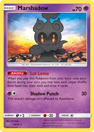 Marshadow 045/73 - Reverse Holofoil Shining Legends - Holo Rare