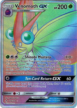 Venomoth GX (Secret) - 216/214 - Secret Rare