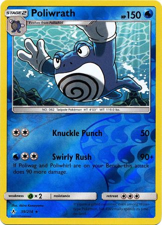 Poliwrath - 39/214 - Rare - Reverse Holofoil