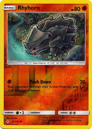 Rhyhorn - 92/214 - Common - Reverse Holofoil