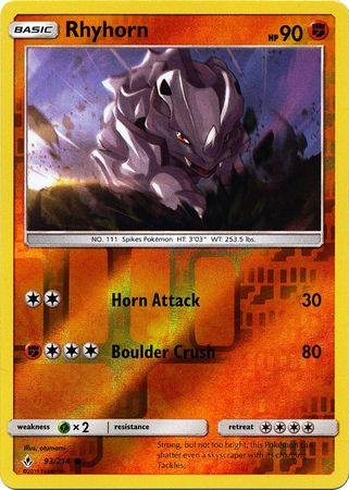 Rhyhorn - 93/214 - Common - Reverse Holofoil