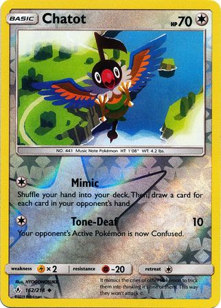 Chatot - 162/214 - Uncommon - Reverse Holofoil