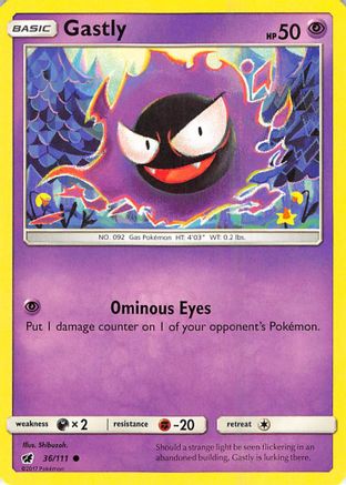 Gastly 036/111 - Reverse Holofoil SM Crimson Invasion - Common