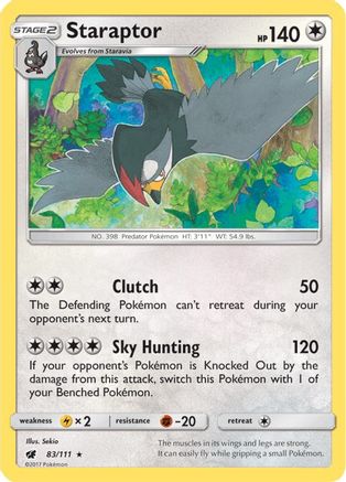 Staraptor 083 - Reverse Holofoil SM Crimson Invasion - Rare