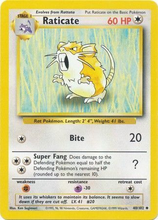 Raticate - 040/102 - Uncommon - Unlimited Edition - (MP)