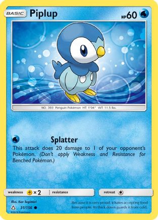 Piplup (31) 031/156 - Reverse Holofoil SM Ultra Prism - Common