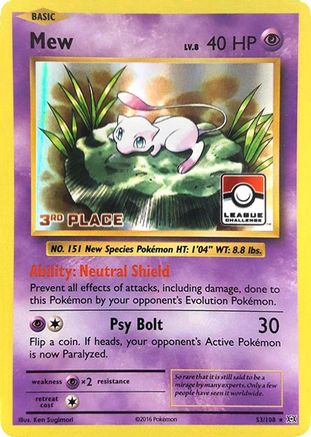 Mew 053/108 - Holofoil League & Championship Cards - Promo