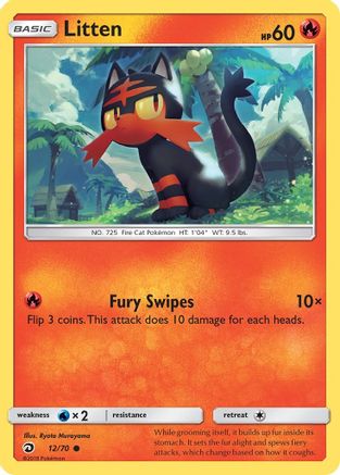 Litten 012/70 - Reverse Holofoil Dragon Majesty - Common