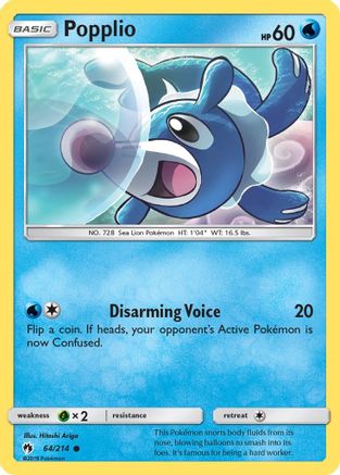 Popplio (64) 064/214 - Reverse Holofoil SM Lost Thunder - Common