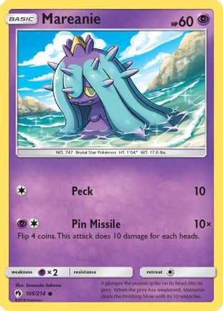 Mareanie (105) 105 - Reverse Holofoil SM Lost Thunder - Common