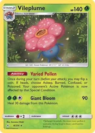 Vileplume 008/214 - Holofoil SM Unbroken Bonds - Holo Rare
