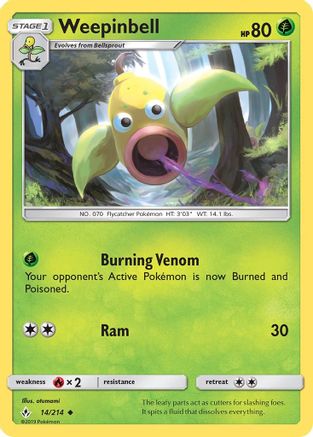 Weepinbell 014/214 - Reverse Holofoil SM Unbroken Bonds - Uncommon