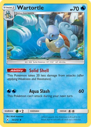 Wartortle 034/214 - Reverse Holofoil SM Unbroken Bonds - Uncommon