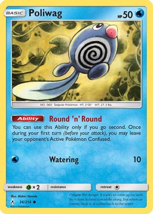 Poliwag (36) 036/214 - Reverse Holofoil SM Unbroken Bonds - Common
