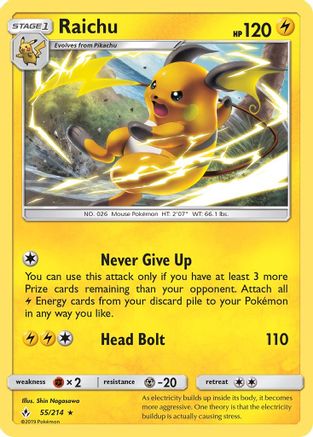 Raichu 055/214 SM Unbroken Bonds - Rare