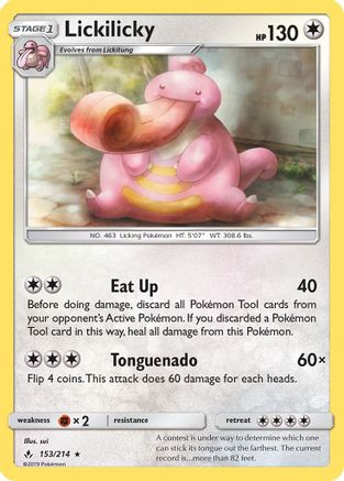 Lickilicky 153 - Reverse Holofoil SM Unbroken Bonds - Rare