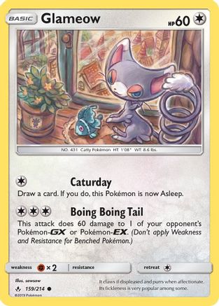 Glameow 159/214 - Reverse Holofoil SM Unbroken Bonds - Common