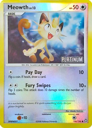 Meowth 106/146 - Reverse Holofoil Burger King Promos - Promo