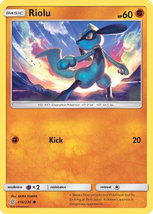 Riolu (116) 116/236 - Reverse Holofoil SM Unified Minds - Common