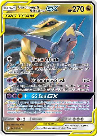 Garchomp & Giratina GX 146/236 - Holofoil SM Unified Minds - Ultra Rare