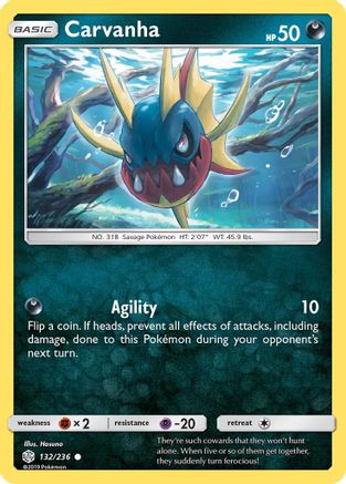 Carvanha 132 - Reverse Holofoil SM Cosmic Eclipse - Common