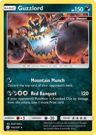 Guzzlord 136/236 - Reverse Holofoil SM Cosmic Eclipse - Holo Rare