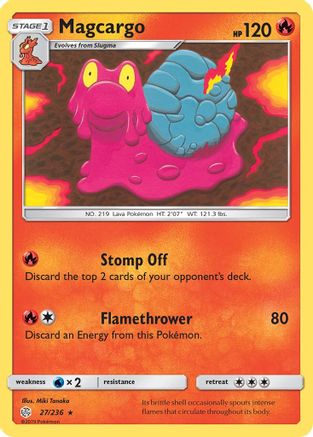 Magcargo 027 - Reverse Holofoil SM Cosmic Eclipse - Rare