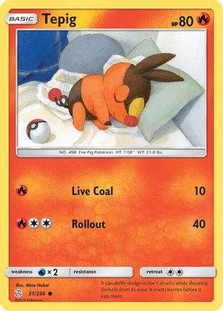 Tepig 031/236 - Reverse Holofoil SM Cosmic Eclipse - Common